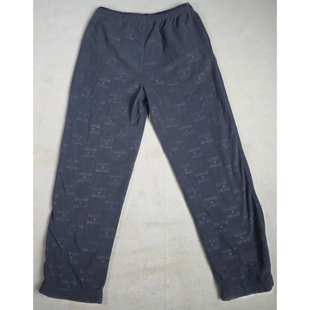 Lucky Brand Mens Fleece Pajama Pants MEDIUM Drawstring Lounge Sleepwear  Navy